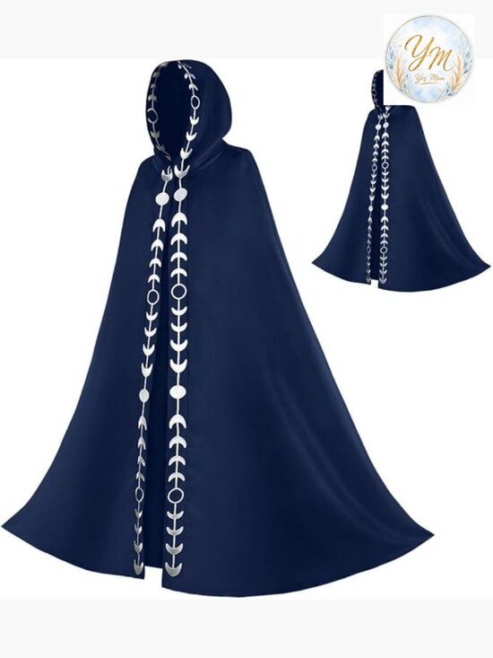 Other - Unisex Moon Phases Hooded Cape Medieval Renaissance Long Cloak Witch Cosplay